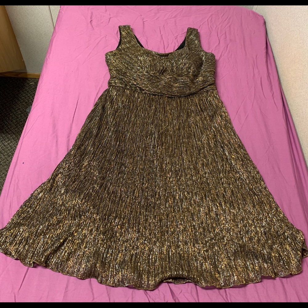 Joseph Ribkoff gold sleeveless empire waist dress